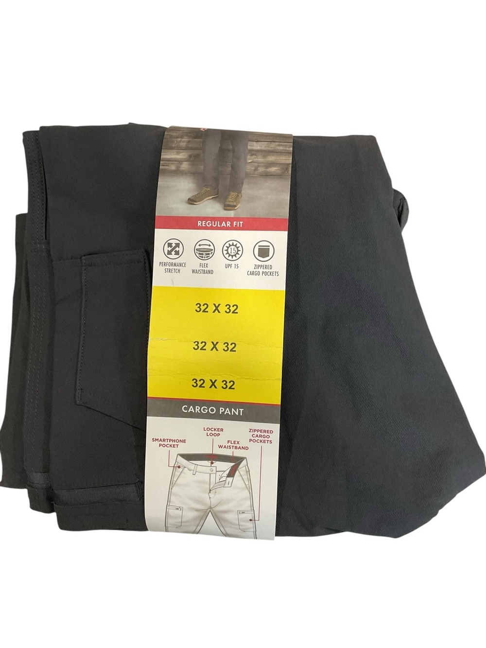 Wrangler Mens Regular Fit Cargo Pants Gray 32x32 Performance Stretch Flex Waist